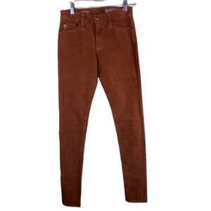 AG Adriano Goldschmied Farrah Skinny Corduroy Pants High Rise Brown Stretch 25